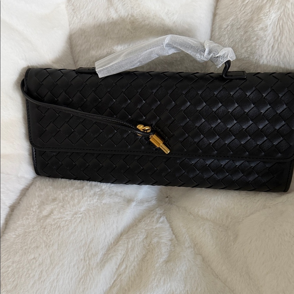 Elegant Black Woven Clutch